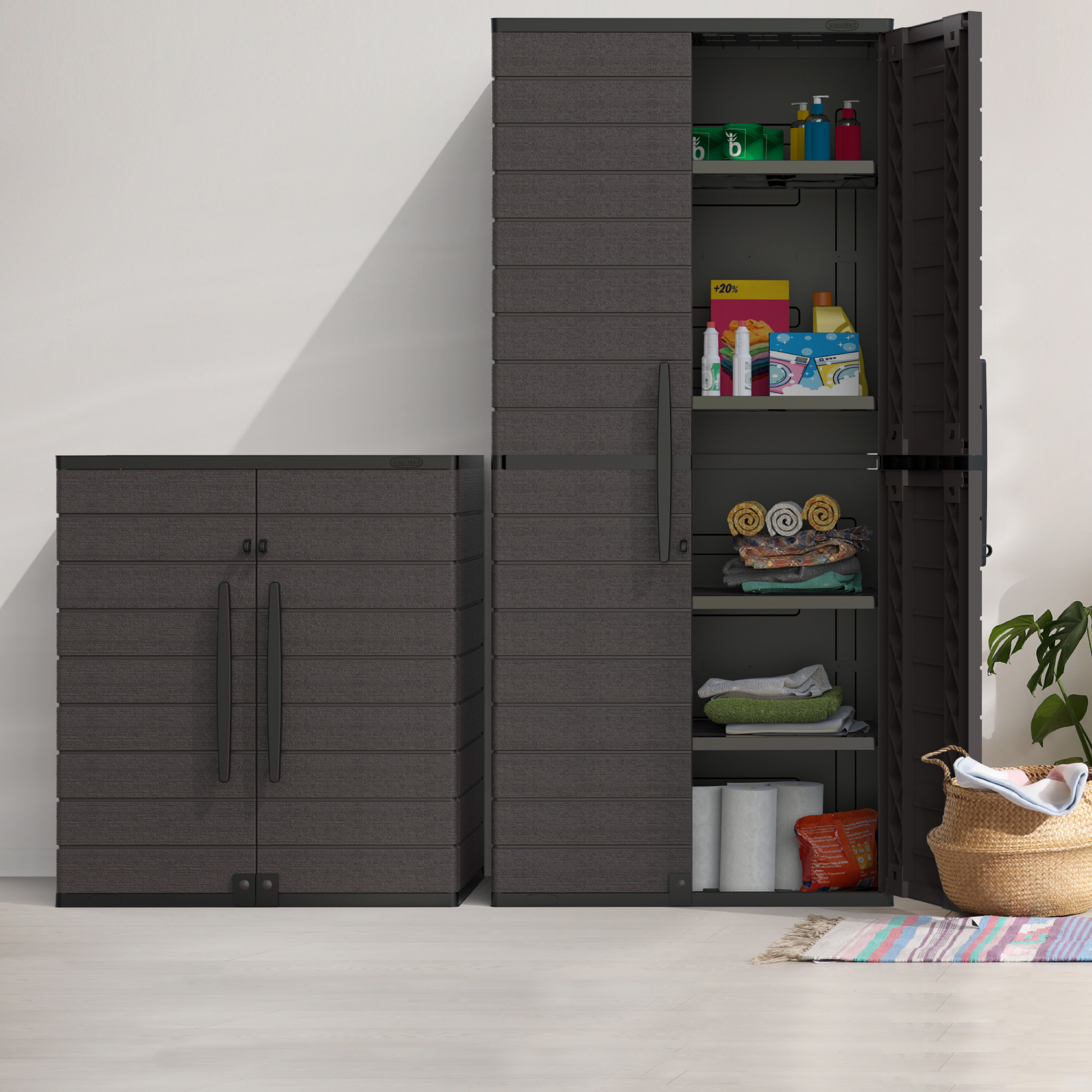 Duramax Cedargrain Short Storage Cabinet with 2x Adjustable Shelves - Brown