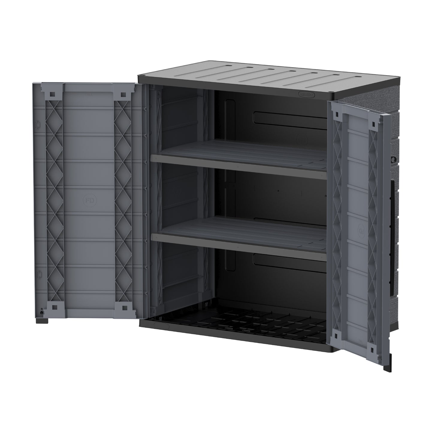 Duramax cedargrain short storage cabinet with 2x adjustable shelves-grey