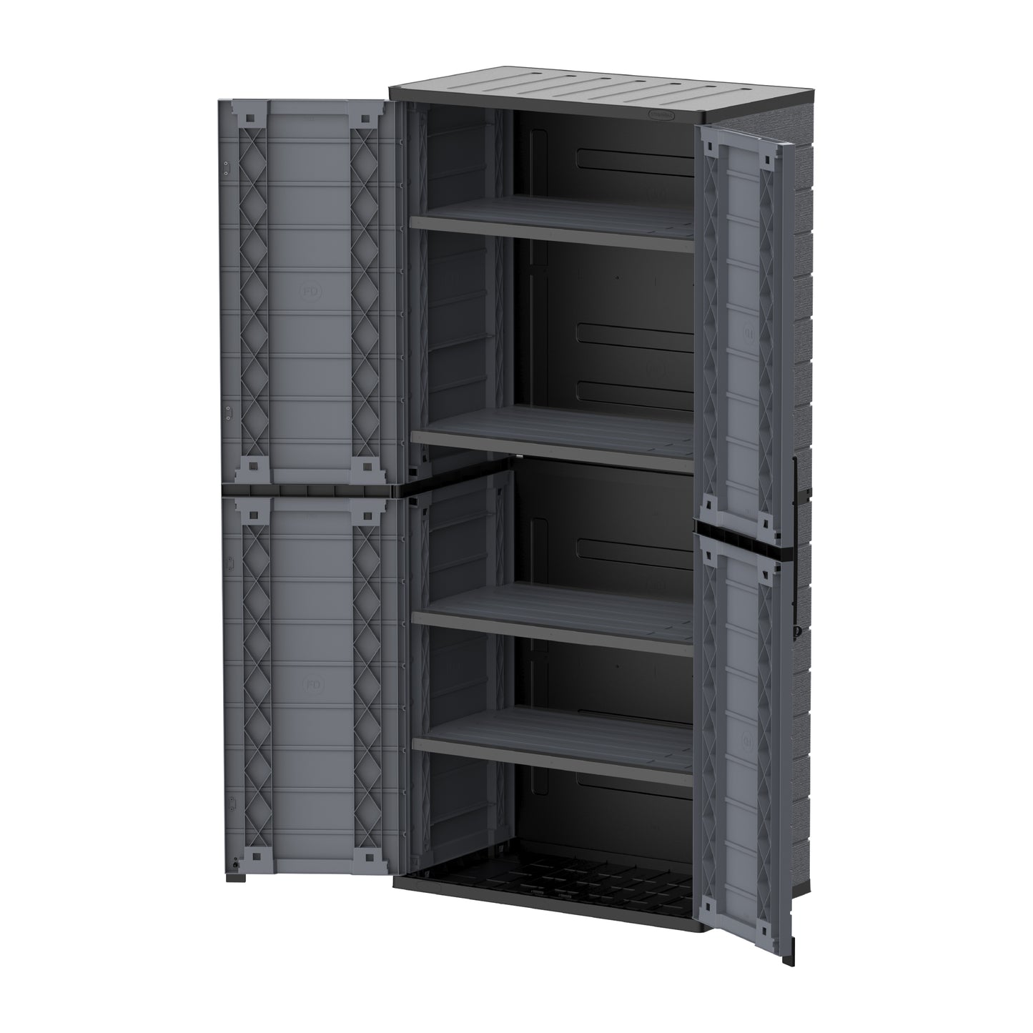 Armário de armazenamento alto Duramax Cedargrain com 4x prateleiras ajustáveis - Cinza