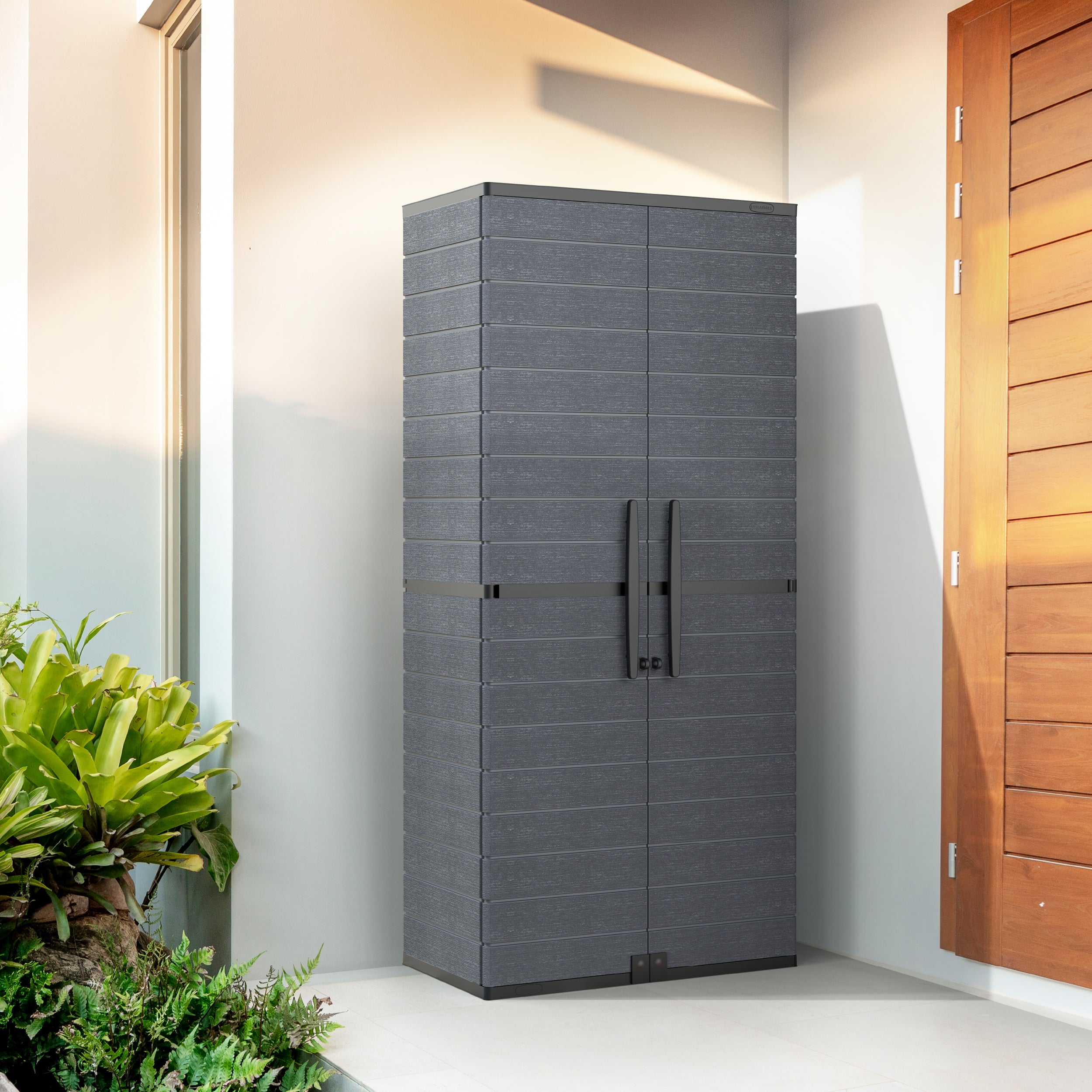 Duramax Cedargrain Tall Storage Cabinet with 4x Adjustable Shelves - Grey