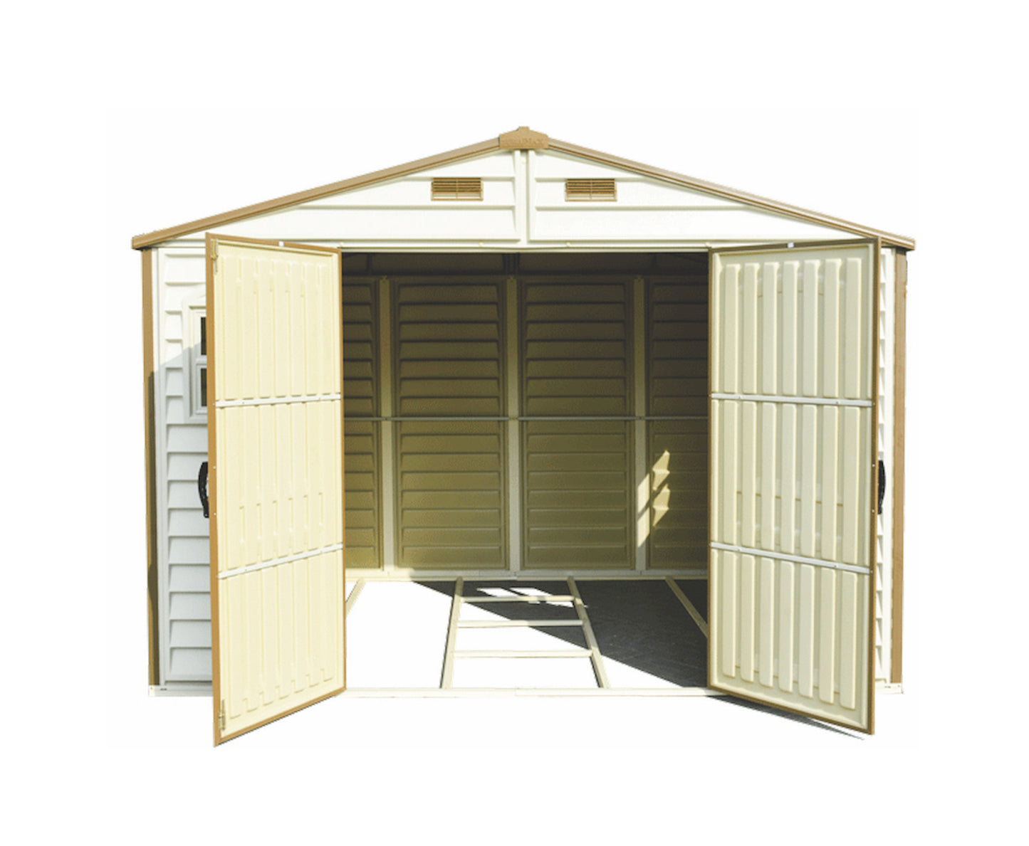 Duramax woodside, plastic storage shed for garden, 3.19 x 2.40 m with foundation kit.
