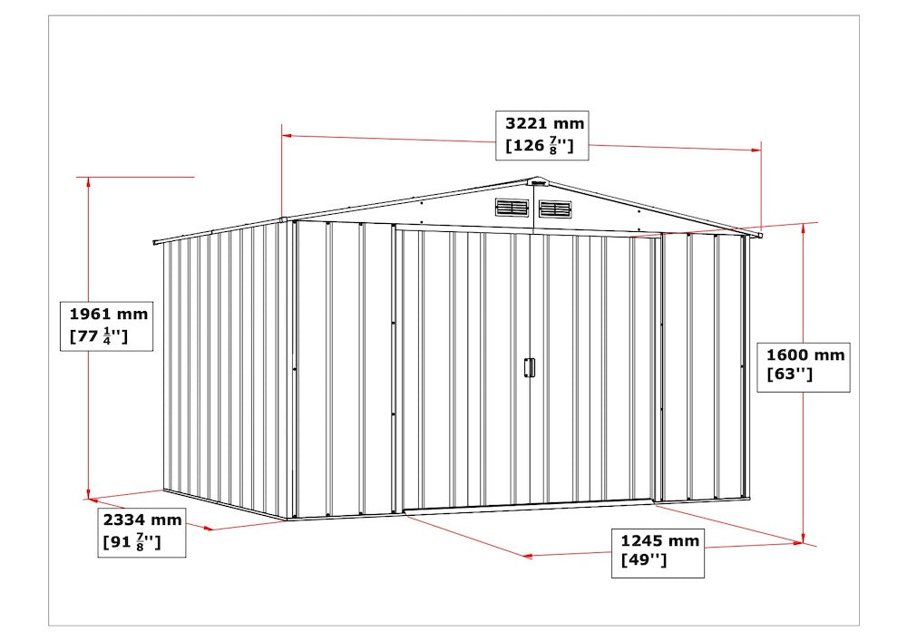 Duramax ECO metal shed dimensions.
