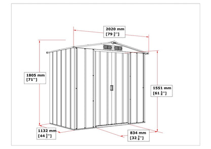 Duramax ECO 1.92 x 1.13 m metal shed dimensions.