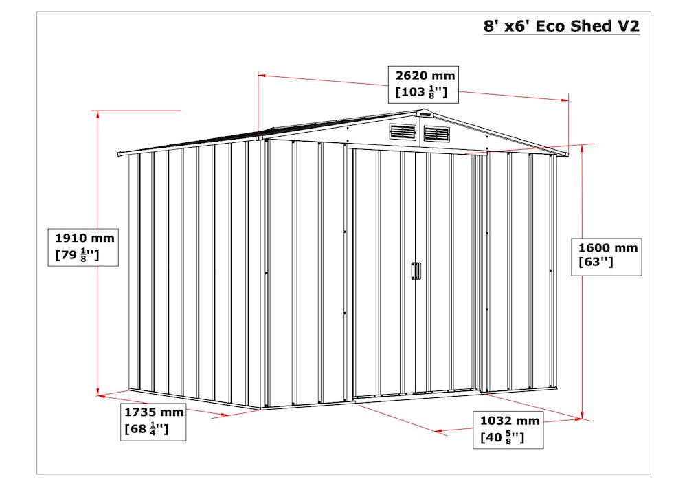 Duramax ECO metal shed dimensions.