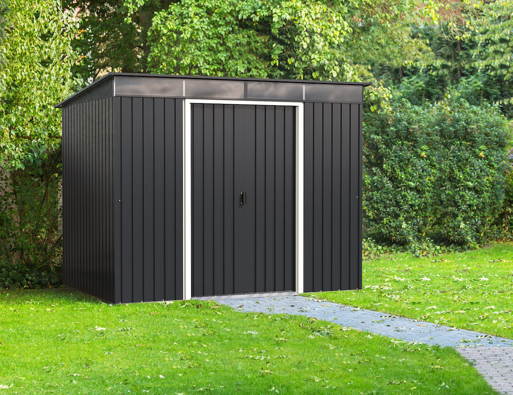 Metal garden shed with skylight, 2.52 x 1.74 m in anthracite with big storage surface to store any garden tools. 