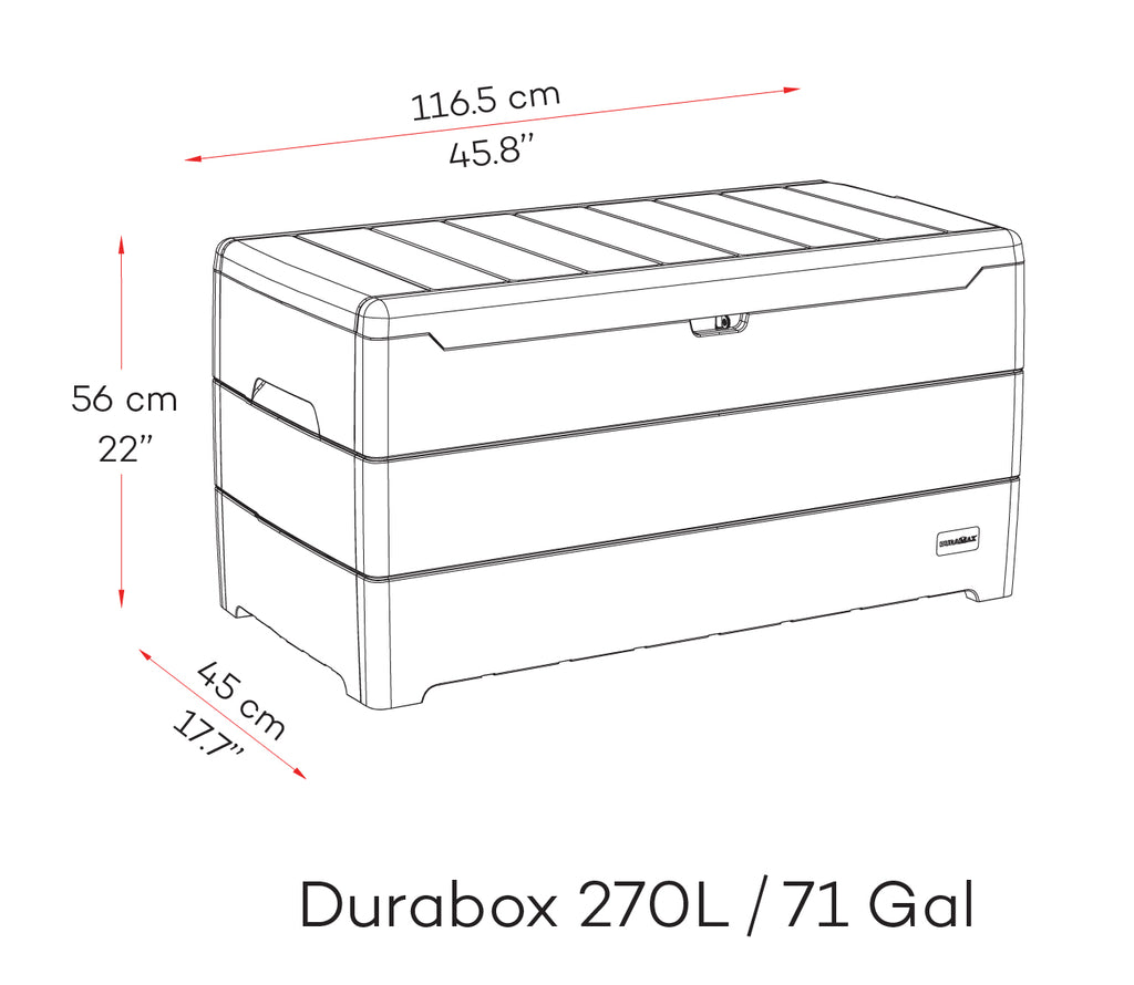 Storage box made of plastic, 270 L can fit summer decorations or equipment