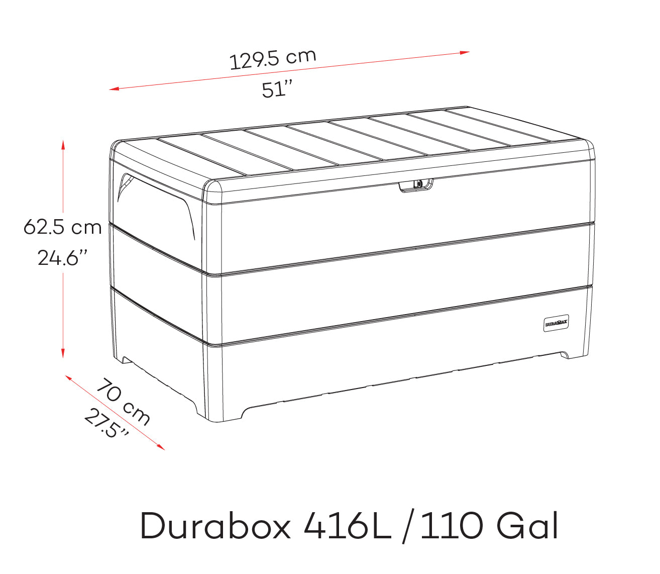 Duramax durabox, 416 L, storage box in dark grey.