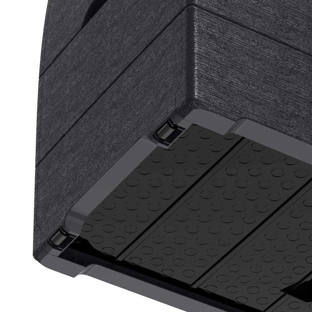 Cushion storage box in dark grey, 270 L, water resistant.