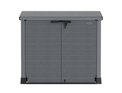 The StoreAway with flattened lid enables plenty of storage space for tools for gardening, containers, and additional items.