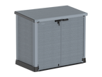 Grey  garbage box shed, 1200L can fit two garbage cans, with front and top opening.