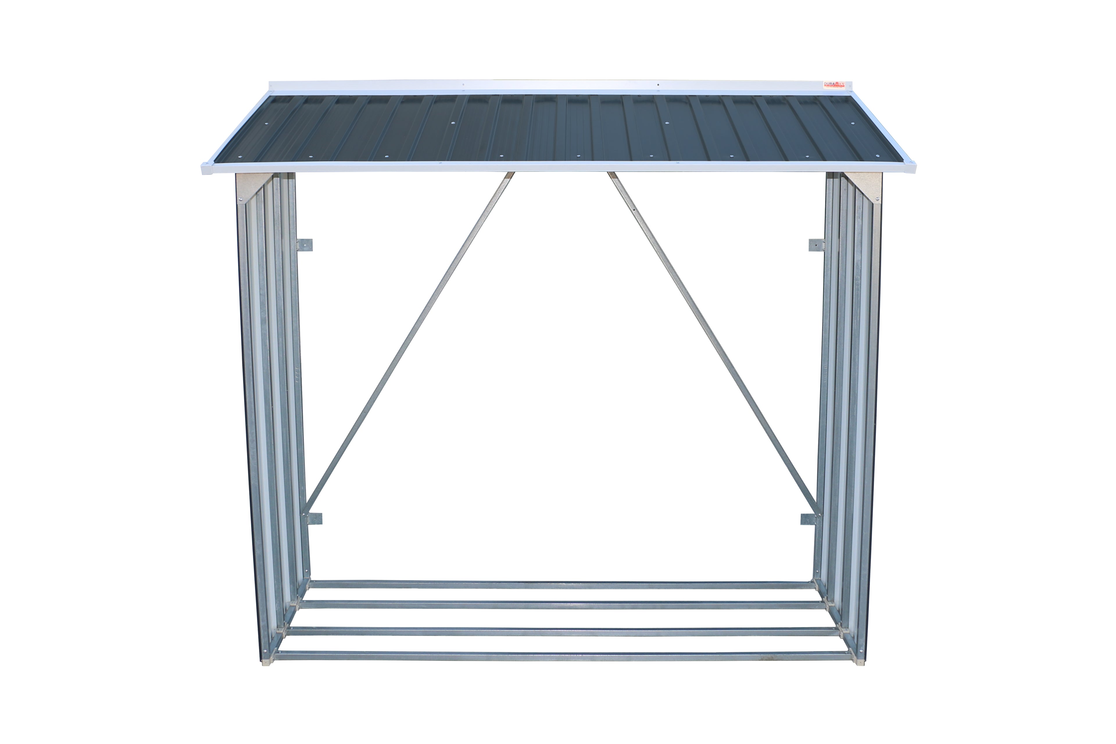 Duramax 6x2 woodstore, suitable for collecting firewood, with integrated ground strips to keep firewood off the floor. 