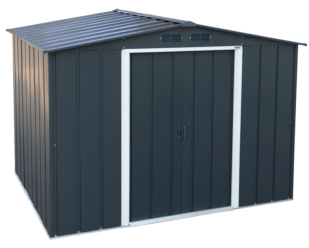 Metal storage shed for patio, 2.52 x 1.74 m, can store any outdoor equipment without compromising durability and space.