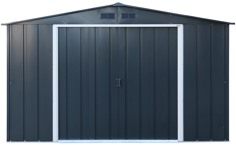 ECO metal storage shed for yard, 3.12 x 3.54 m strong structure for any equipment storing with wide big double doors.