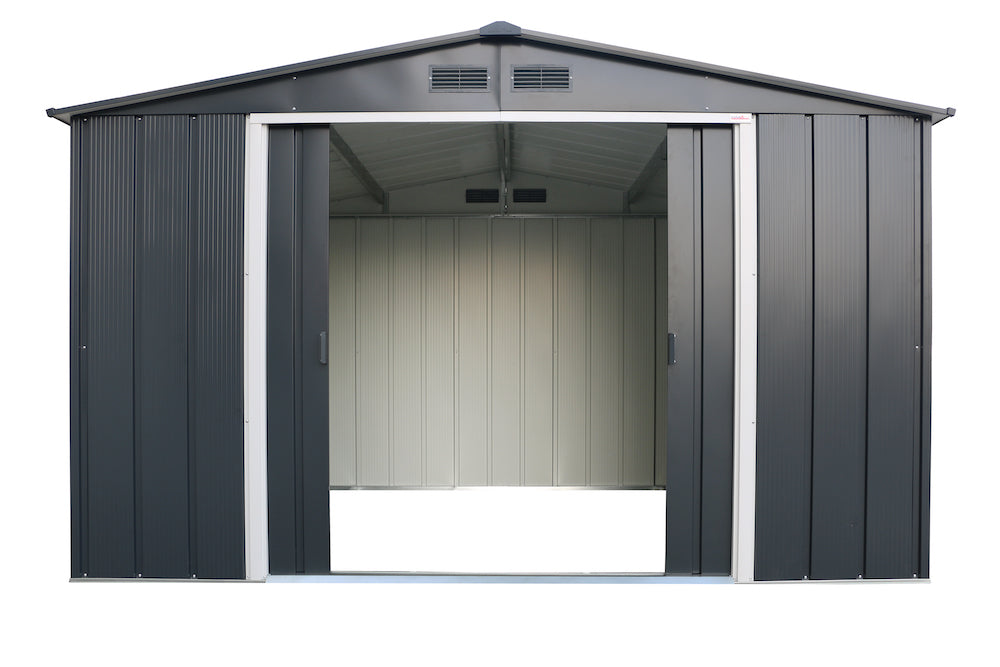 ECO metal storage shed for yard, 3.12 x 2.34 m strong structure for any equipment storing with wide big double doors.