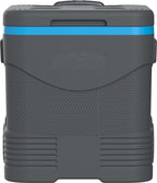 Trolley icebox in grey and blue, 45L, ideal for loading and transporting out of car, suitable for shores, camping and barbecues. 