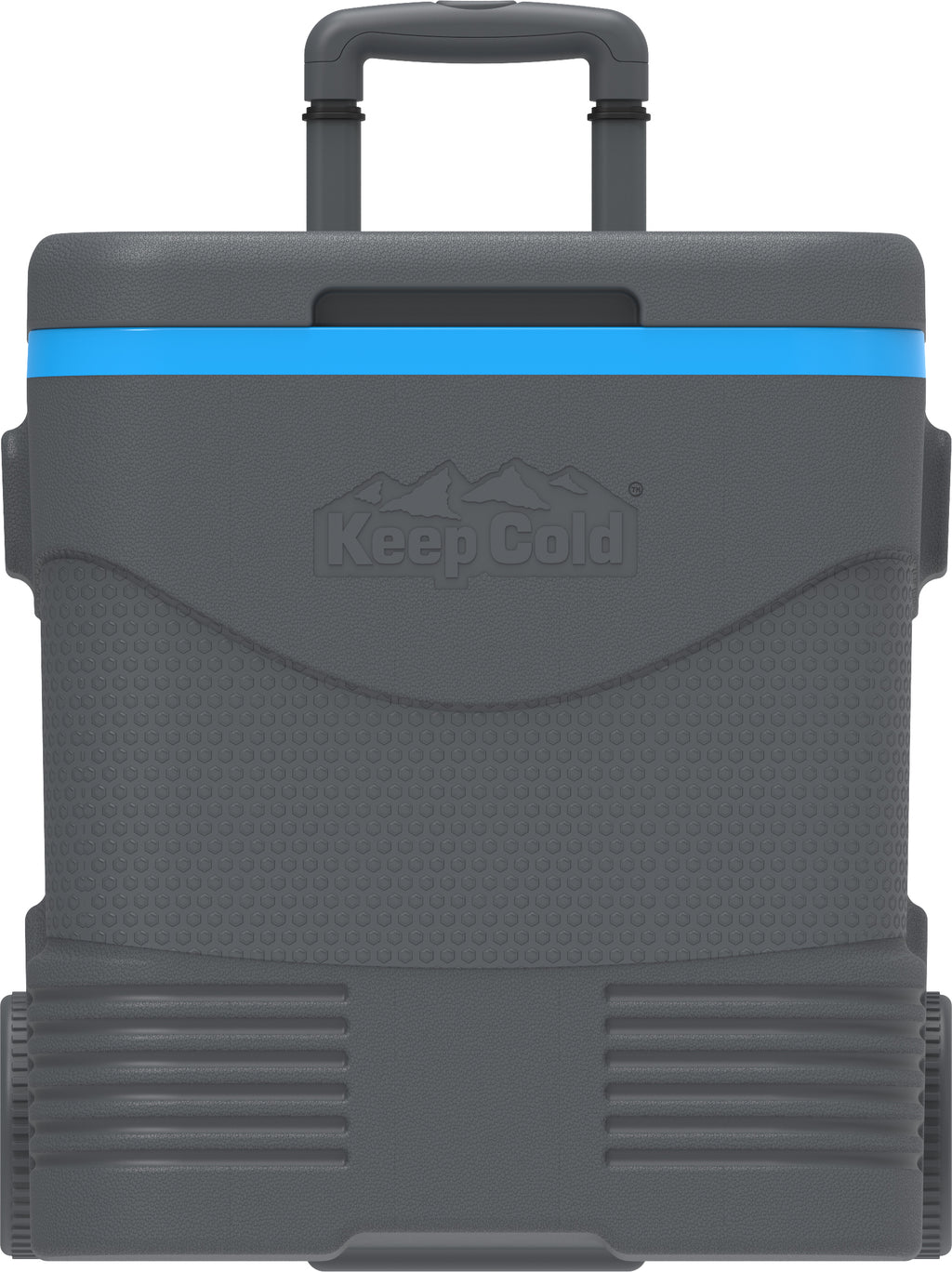 Trolley icebox in grey and blue, 45L ideal for lifting and carrying out of car with handle, perfect for beaches, camping and picnics. 