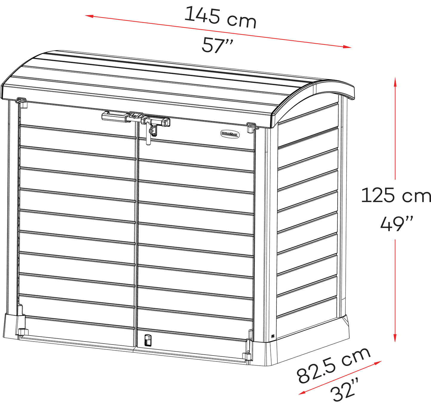 Duramax garbage container dimensions, 1.45 x 1.25.