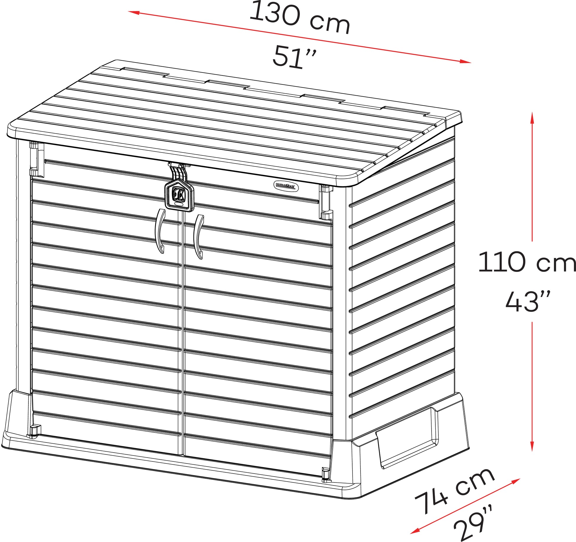 Duramax garden storage shed dimensions, 1.30 x 1.10.